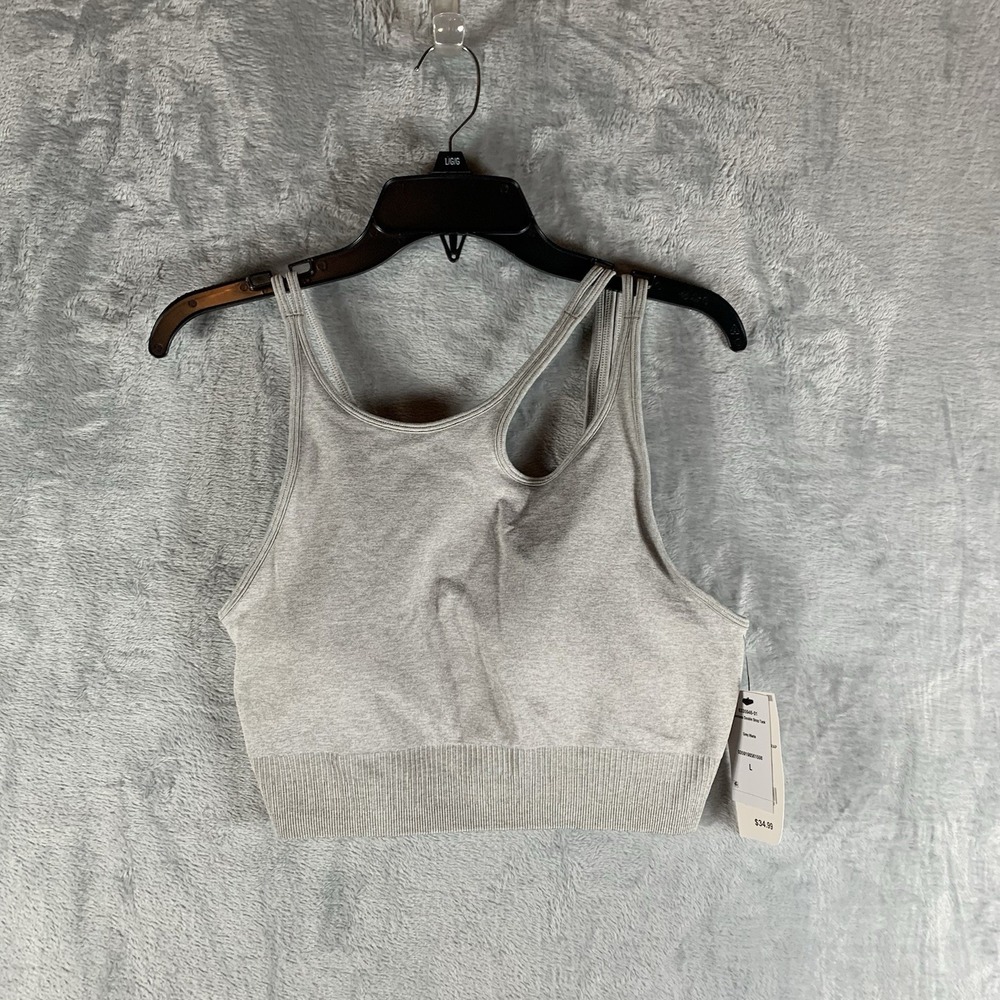Cotton On Body Women's Sports Bra‎ Seamless Double Strap Tank Gray L